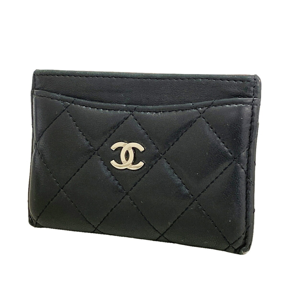 Chanel business card holder/card case, Matelassé lambskin, black, women's.